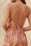 Vestido curto de regresso a casa, Bodycon laranja, alças finas, lantejoulas