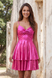 Vestido Curto de Finalistas de Finalistas Metálicos Linha A dourado