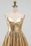 Vestido Curto de Finalistas de Finalistas Metálicos Linha A dourado