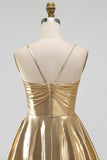 Vestido Curto de Finalistas de Finalistas Metálicos Linha A dourado