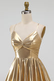 Vestido Curto de Finalistas de Finalistas Metálicos Linha A dourado