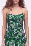 Vestido de regresso a casa azul bodycon alças finas, lantejoulas com missangas e renda nas costas