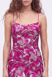 Vestido de regresso a casa azul bodycon alças finas, lantejoulas com missangas e renda nas costas