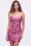 Vestido curto de regresso a casa, Lantejoulas Verdes Bodycon Sem Alças, Renda nas Costas