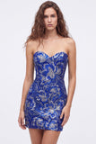 Vestido curto de regresso a casa, Lantejoulas Verdes Bodycon Sem Alças, Renda nas Costas