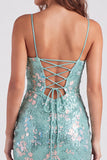 Vestido de Regresso a Casa Verde Bodycon Bodycon Cintilante Tiras Finas