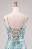 Vestido de Regresso a Casa Verde Bodycon Bodycon Cintilante Tiras Finas