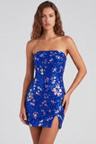 Vestido curto de regresso aos anos 80 vermelho cintilante de lantejoulas bodycon sem alças