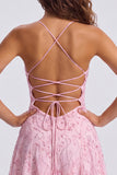 Lantejoulas vermelhas linha A Renda nas costas Tiras finas Vestido curto dos anos 80