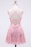 Lantejoulas vermelhas linha A Renda nas costas Tiras finas Vestido curto dos anos 80