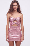 Vestido de regresso a casa dos anos 80 Gold Bodycon Bodycon Keyhole Metalizado com Renda nas Costas