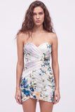 Vestido Curto de Regresso a Casa Curto Bodycon Floral Preto Sweetheart com Renda nas Costas