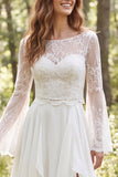 Vestido de Noiva de Manga Longa com Folhos em Quiffon, Linha de Marfim, com Fenda