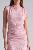 Vestido Formal Longo Floral de Sereia Cor-de-Rosa com Lantejoulas