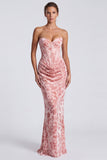 Vestido Formal Longo de Veludo Corseia Corse-de-Veludo Corredor Cor-de-Cor Cor-de-rosa