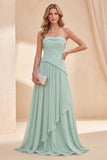 Vestido Maxi A-Line A-Line Verde Menta Verde Menta Franzido
