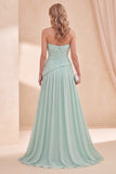 Vestido Maxi A-Line A-Line Verde Menta Verde Menta Franzido