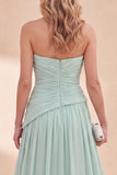 Vestido Maxi A-Line A-Line Verde Menta Verde Menta Franzido