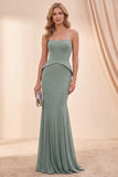 Vestido Maxi Sweetheart Eucalyptus Mermaid com Missangas