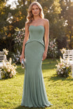 Vestido Maxi Sweetheart Eucalyptus Mermaid com Missangas