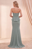 Vestido Maxi Sweetheart Eucalyptus Mermaid com Missangas