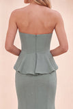 Vestido Maxi Sweetheart Eucalyptus Mermaid com Missangas