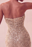 Vestido curto cinto de lantejoulas, cintilante, sem alças, bodycon azul-marinho