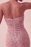 Vestido curto cinto de lantejoulas, cintilante, sem alças, bodycon azul-marinho
