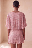 Bodycon cor-de-rosa brilhante, lantejoulas, lantejoulas franzidas, vestido curto de regresso a casa com faixa