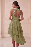 Vestido Curto de Regresso a Casa Azul Celeste Azul Celeste Assimétrico Assimétrico de Finalistas