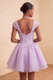 Vestido Curto de Regresso a Casa Verde Verde Mint, Linha em A, com um simples abotoamento e mangas curtas