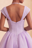 Vestido Curto de Regresso a Casa Verde Verde Mint, Linha em A, com um simples abotoamento e mangas curtas