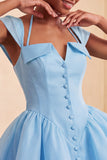 Vestido Curto de Regresso a Casa Verde Verde Mint, Linha em A, com um simples abotoamento e mangas curtas