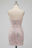 Blush Bodycon Stripless Traceless Lenejoulas Franzidas Vestido Curto de Regresso a Casa