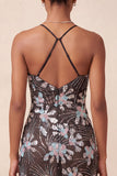 Bodycon preto com alças finas, lantejoulas, vestido curto floral de regresso a casa com fenda