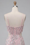 Blush Corset Bodycon Corset Recortado Tiras finas Lantejoulas Vestido Curto Curto de Regresso a Casa Floral