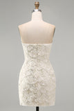 Vestido Bodycon Bodycon Downheart Ivory Sweetheart com lantejoulas