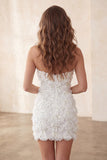Vestido Bodycon Bodycon Downheart Ivory Sweetheart com lantejoulas