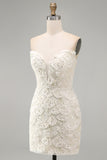 Vestido Bodycon Bodycon Downheart Ivory Sweetheart com lantejoulas