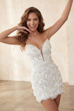 Vestido Bodycon Bodycon Downheart Ivory Sweetheart com lantejoulas