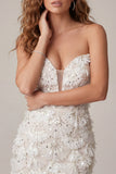 Vestido Bodycon Bodycon Downheart Ivory Sweetheart com lantejoulas