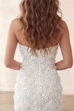Vestido Bodycon Bodycon Downheart Ivory Sweetheart com lantejoulas