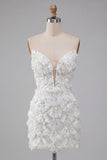 Vestido Bodycon Bodycon Downheart Ivory Sweetheart com lantejoulas