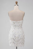 Vestido Bodycon Bodycon Downheart Ivory Sweetheart com lantejoulas