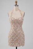 Vestido de regresso ao casal, short-con decote casco, decote largo, floral e lantejoulas