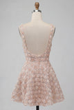 Vestido de finalistas com alças grossas florais champanhe A-Line com lantejoulas