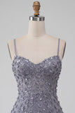 Bodycon Vestido Curto de Regresso a Casa Curto com Folhos Florais de Lavanda Poeirenta