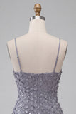 Bodycon Vestido Curto de Regresso a Casa Curto com Folhos Florais de Lavanda Poeirenta