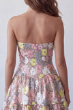 Vestido Curto Curto de Regresso a Casa Floral em camadas cor-de-rosa brilhante Honeyheart A-Line com Lantejoulas
