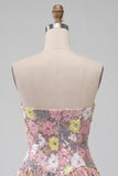 Vestido Curto Curto de Regresso a Casa Floral em camadas cor-de-rosa brilhante Honeyheart A-Line com Lantejoulas